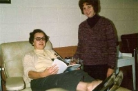 Mrs. Knops (seated) and Margaret Helgeson, the blood bank technologist who first reported the antibody.
